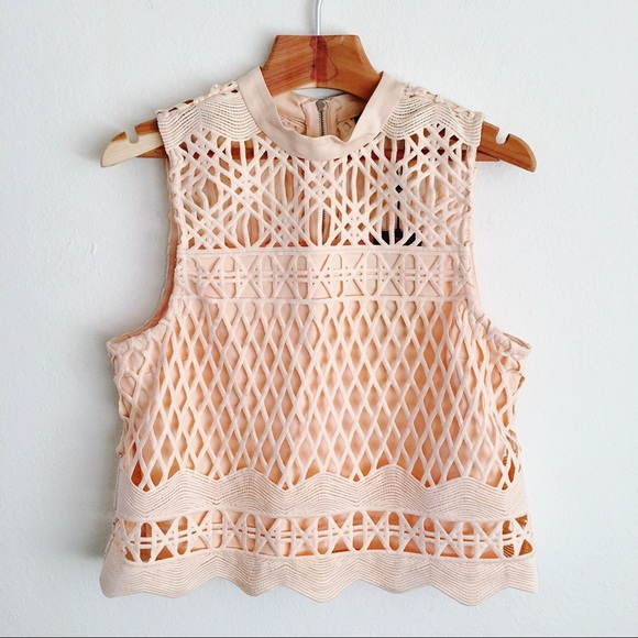Kendall & Kylie Tops - Kendall + Kylie Pale Pink Sleeveless Crochet Top